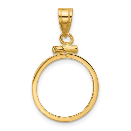 Wideband Distinguished Coin Jewelry 14k Polished 16.0mm x 1.35mm Screw Top Coin Bezel Pendant