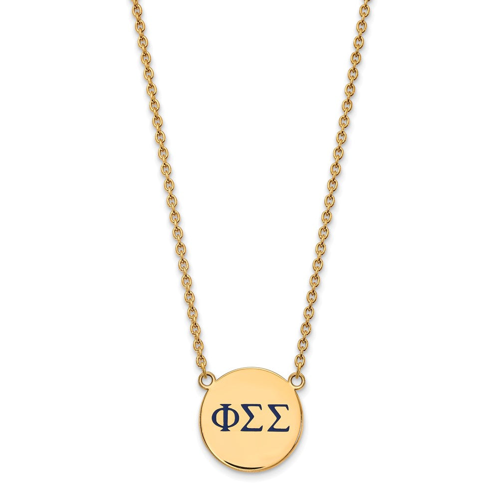 Sterling Silver Gold-plated LogoArt Phi Sigma Sigma Sorority Greek Letters Large Color Enamel Pendant 18 inch Necklace