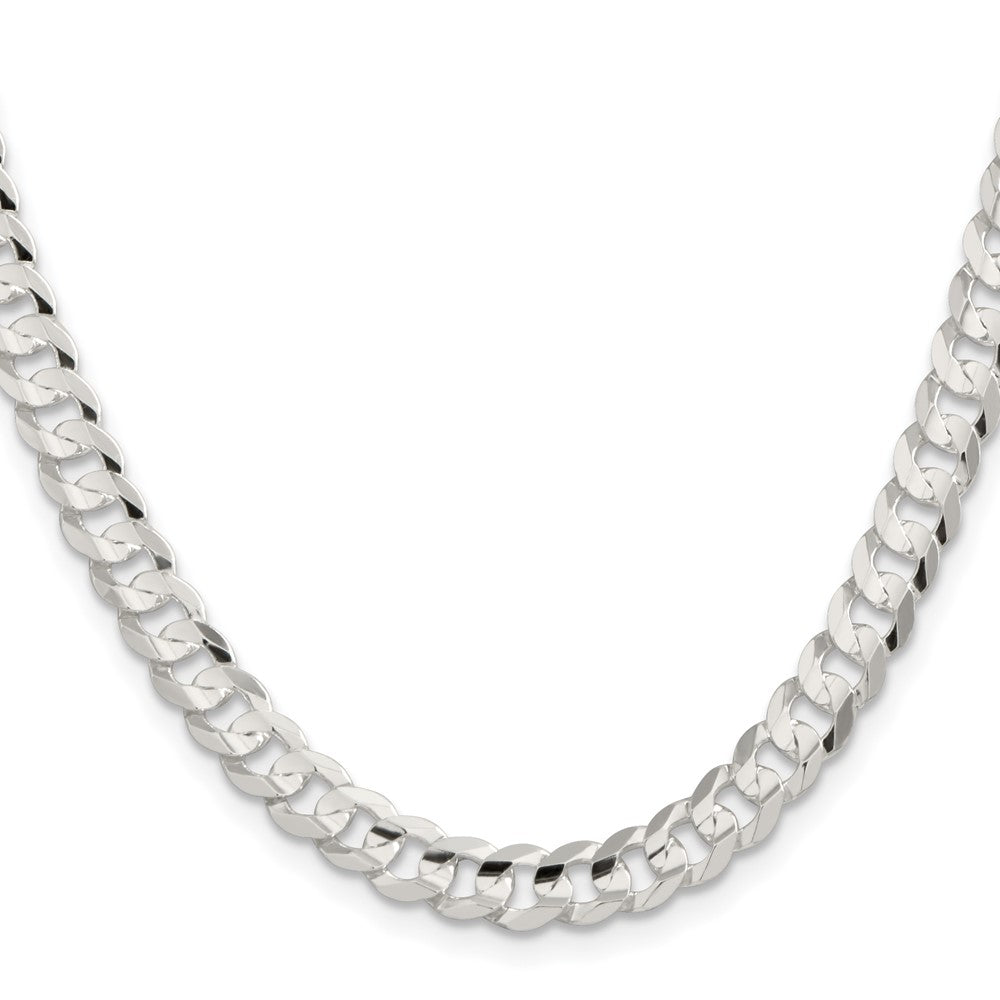 Sterling Silver 6.75mm Concave Beveled Curb Chain 22 Inches