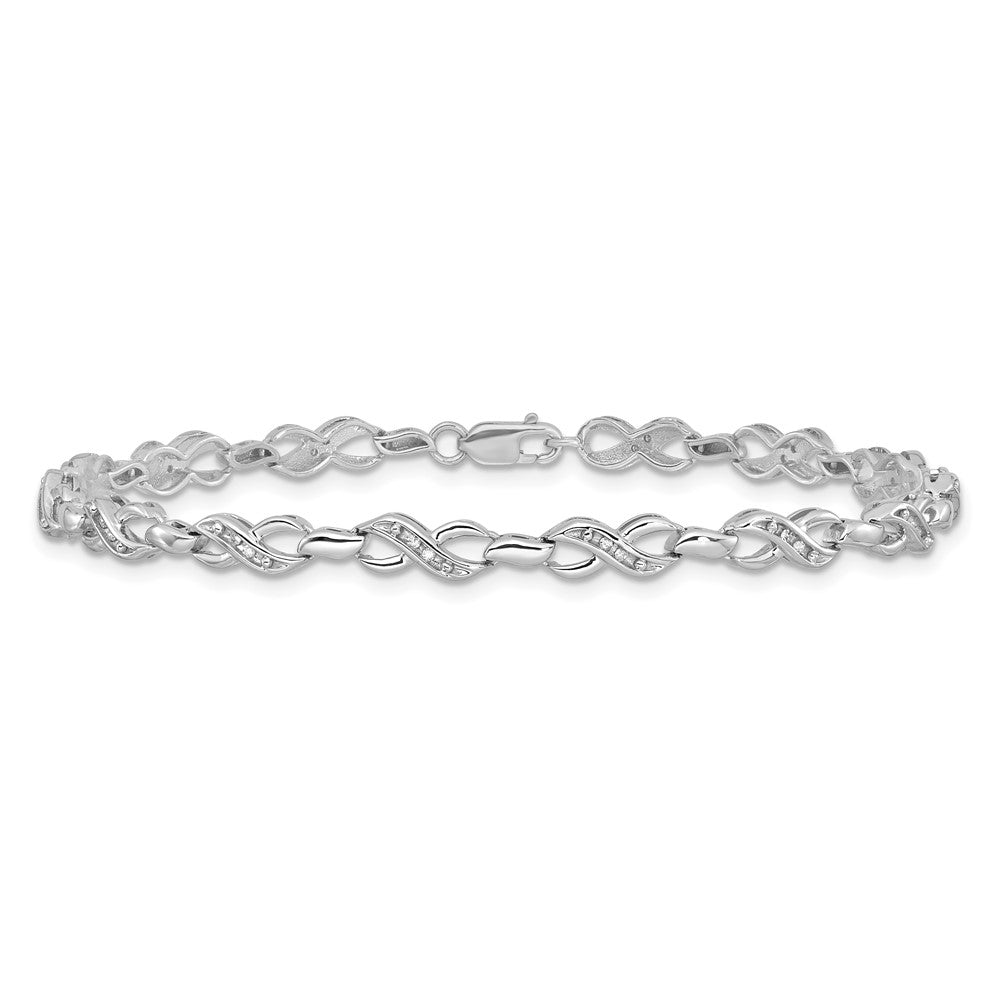 Sterling Silver Rhodium-plated Diam. Infinity Symbol Bracelet 7 inches