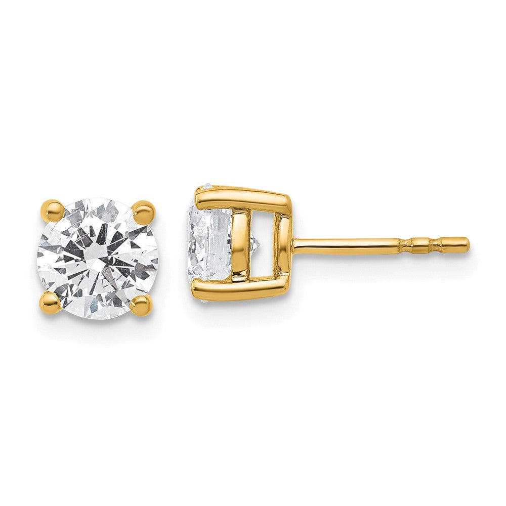 14k Yellow Gold 2 ctw Certified Lab Grown Diamond VS/SI+ G+ Round 4 Prong Heavy Wt. Stud Earrings