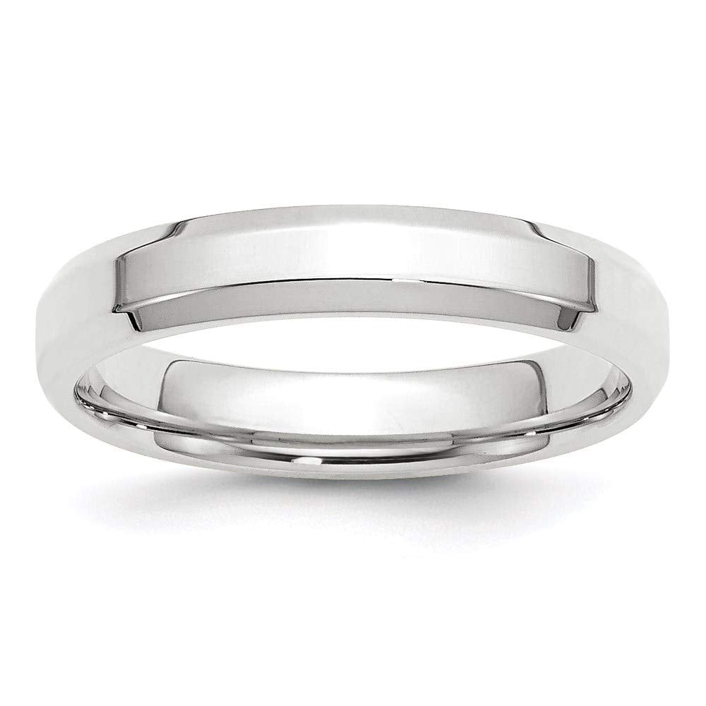 10k White Gold 4mm Beveled Edge Comfort Fit Wedding Band Size 7
