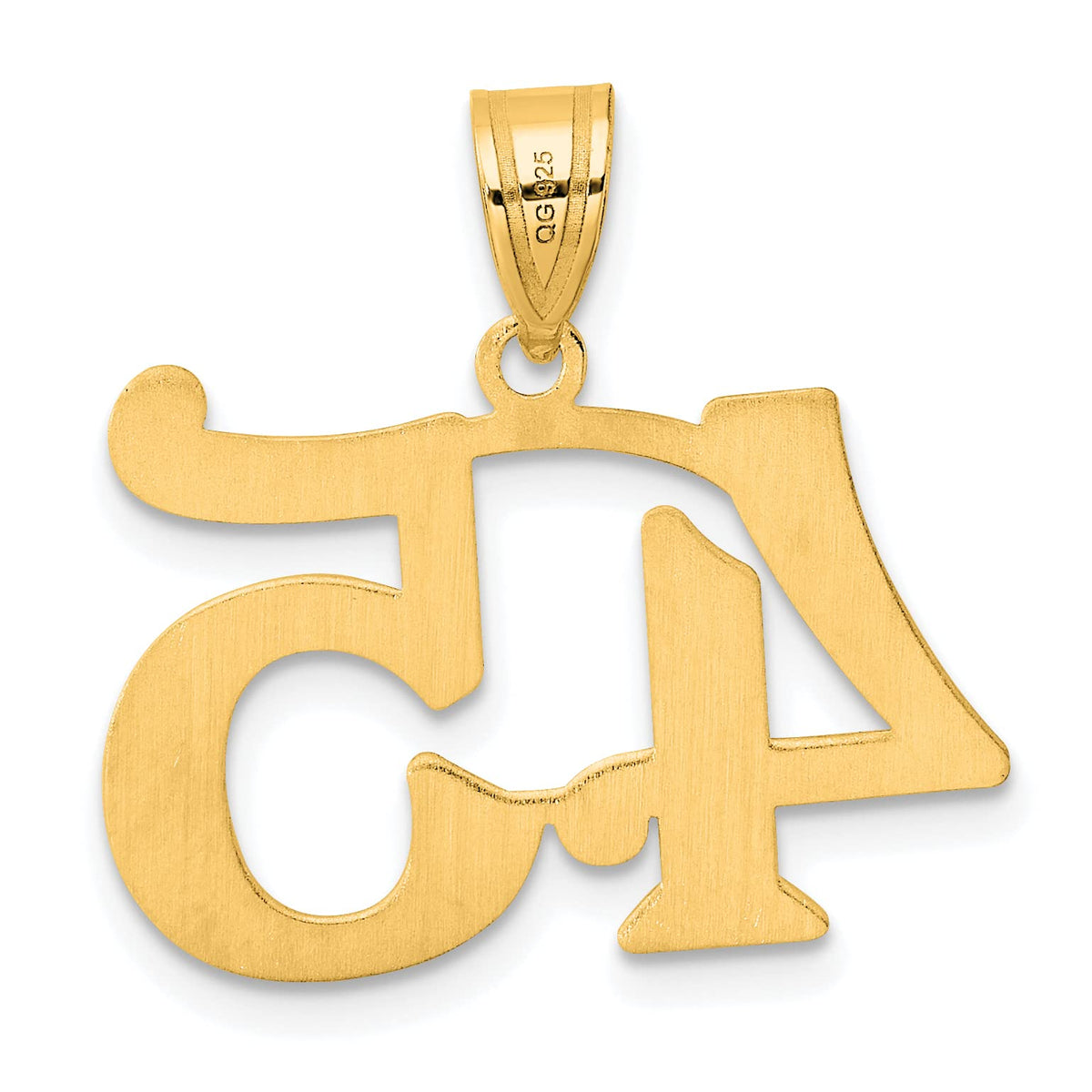 14k Yellow Gold Polished Finish Number 45 Charm Pendant