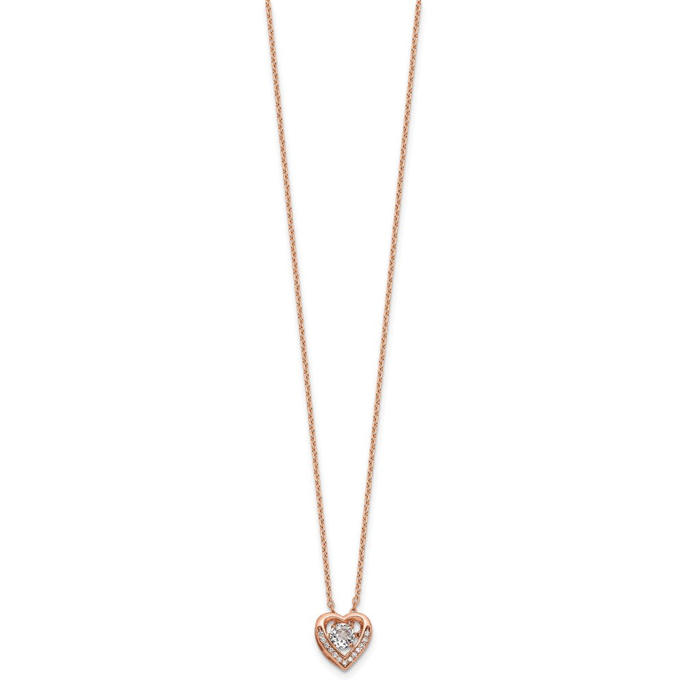 Cheryl M Sterling Silver Rose Gold-plated Polished Vibrant CZ Heart Necklace 18 Inches