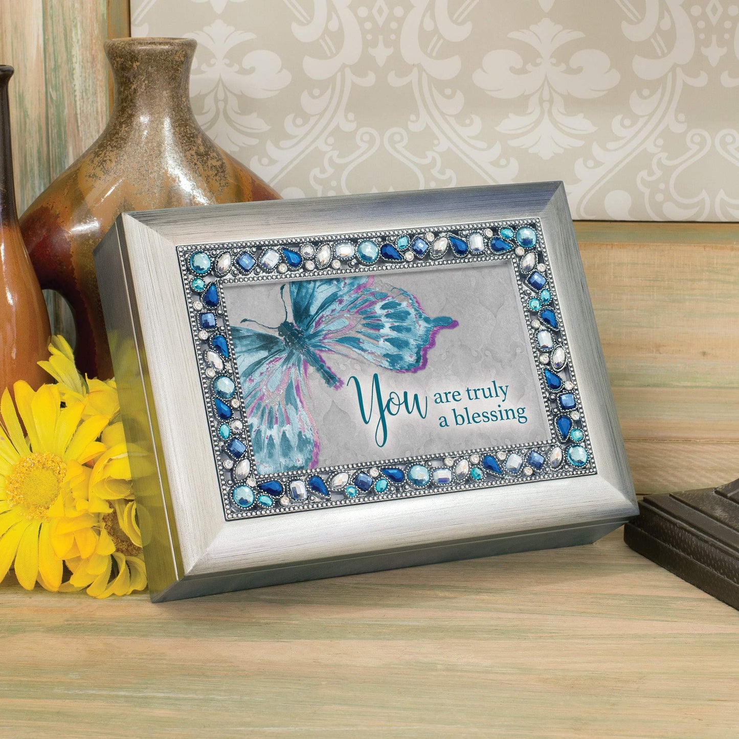 You Are Truly A Blessing Silver Jeweled Music Box