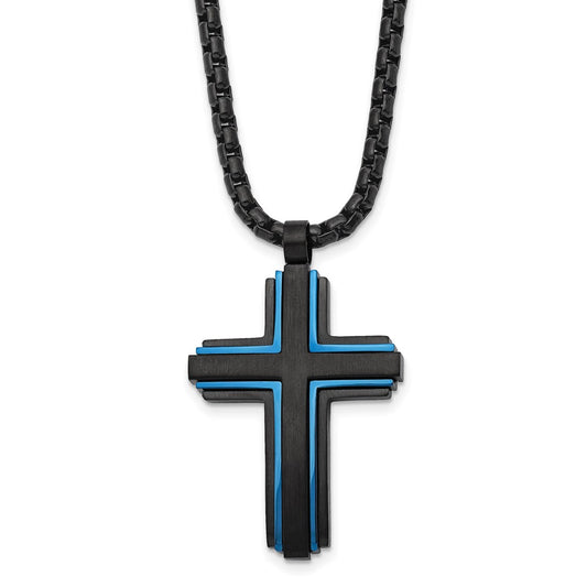 Stainless Steel Brushed & Polished Black/Blue IP-