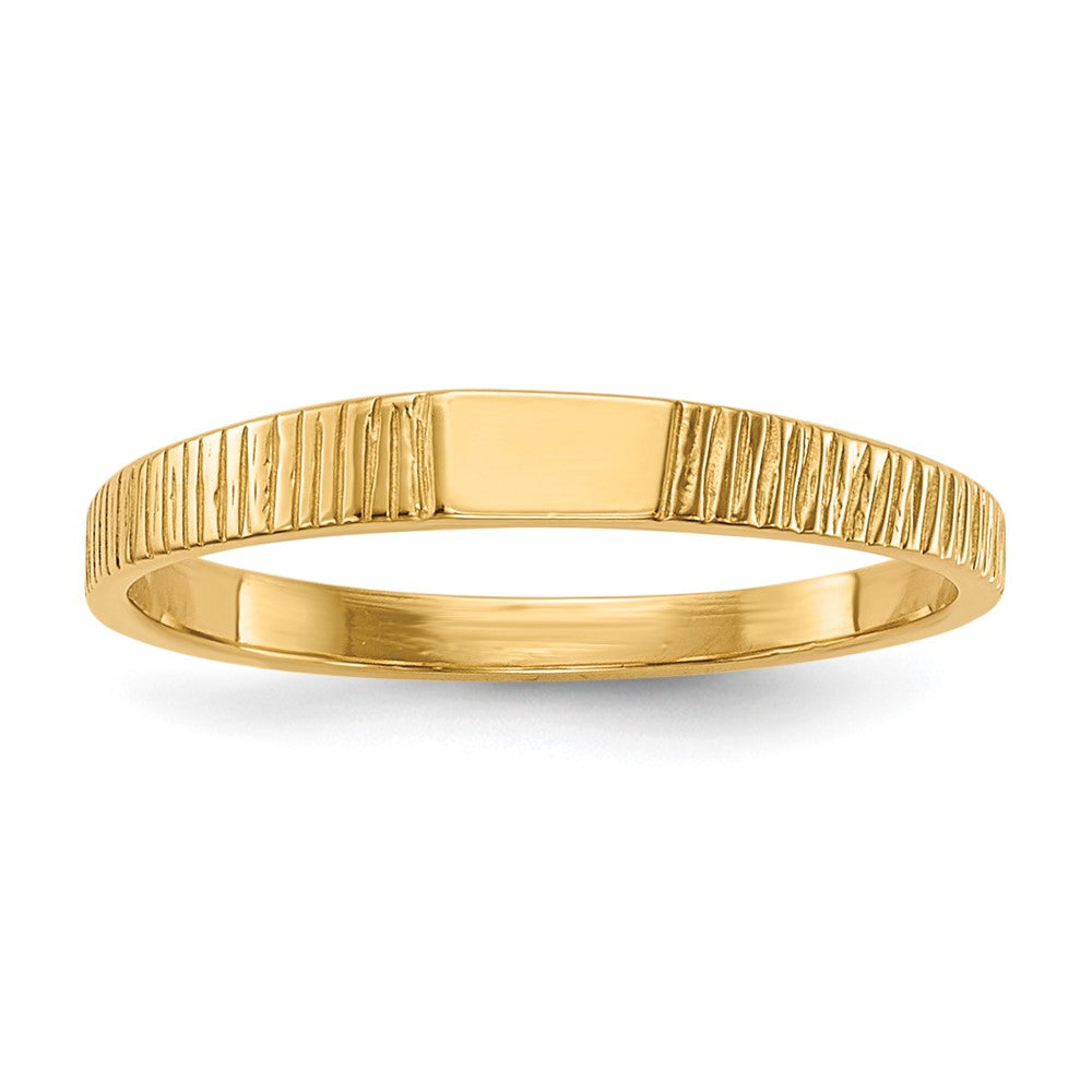14k Polished & Ridged Baby Ring Size 2