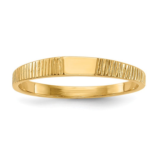 14k Polished & Ridged Baby Ring Size 2