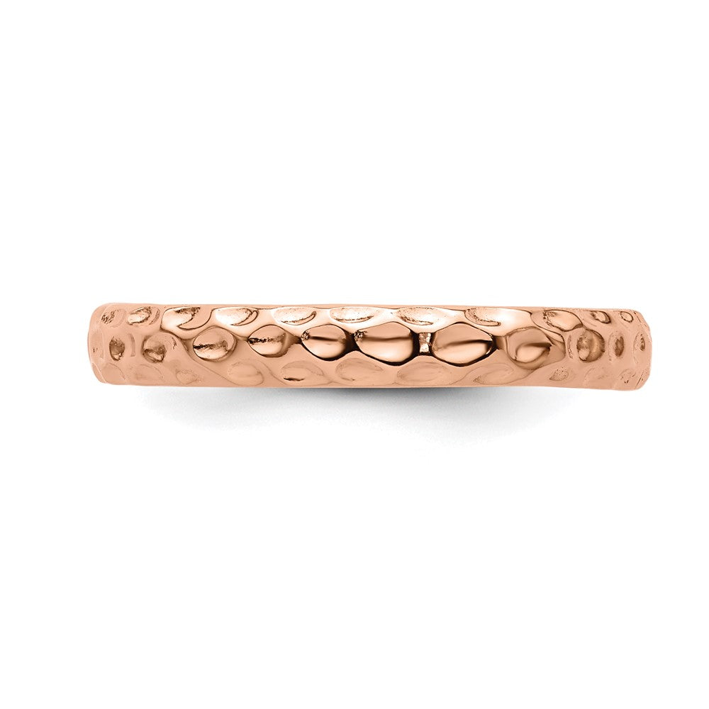 Sterling Silver Stackable Expressions Pink-plated Ring Size -7