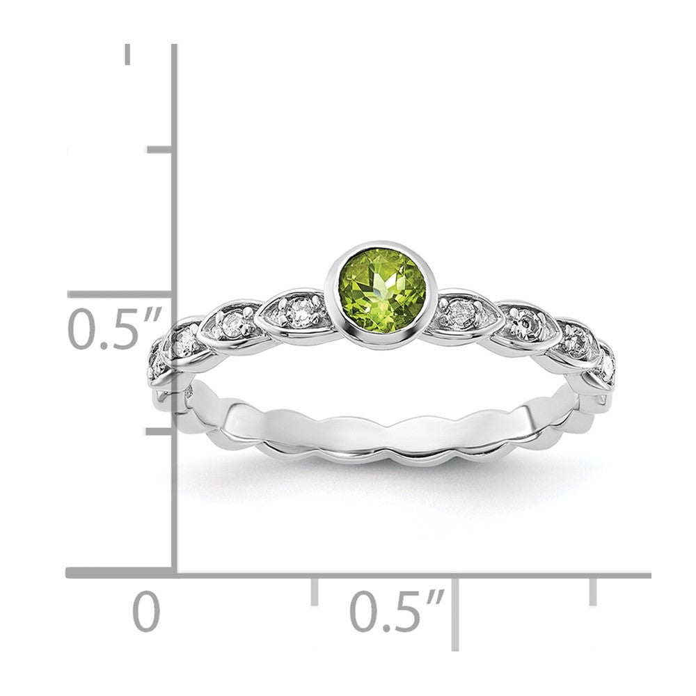 Sterling Silver Peridot and Diamond Ring