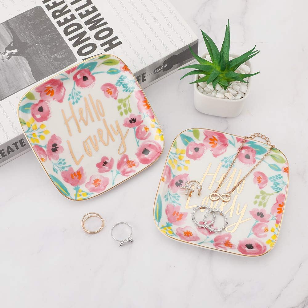 Hello Lovely Ceramic Trinket Plate and Decorative Jewelry Dish