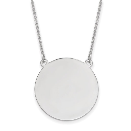 14k White Gold .018 Gauge Circular Engravable Disc 18 Necklace