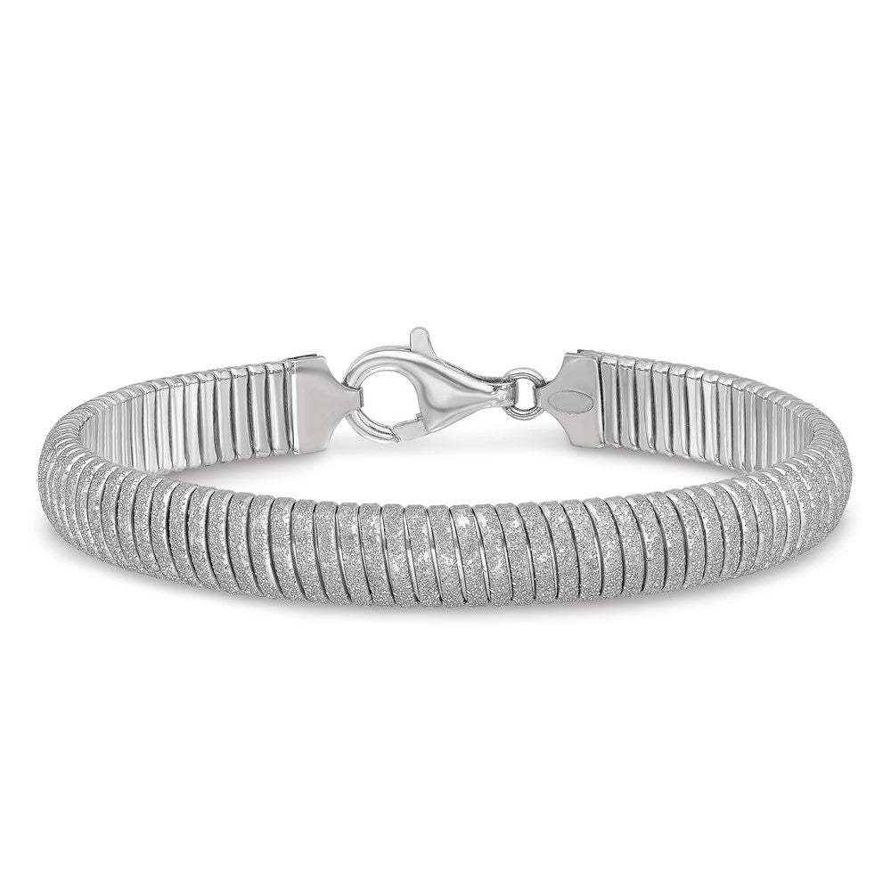Sterling Silver Rhodium-plated Polished Textured Bracelet