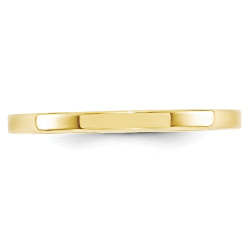 10k Yellow Gold 2mm Standard Weight Flat Comfort Fit Wedding Band Size 13