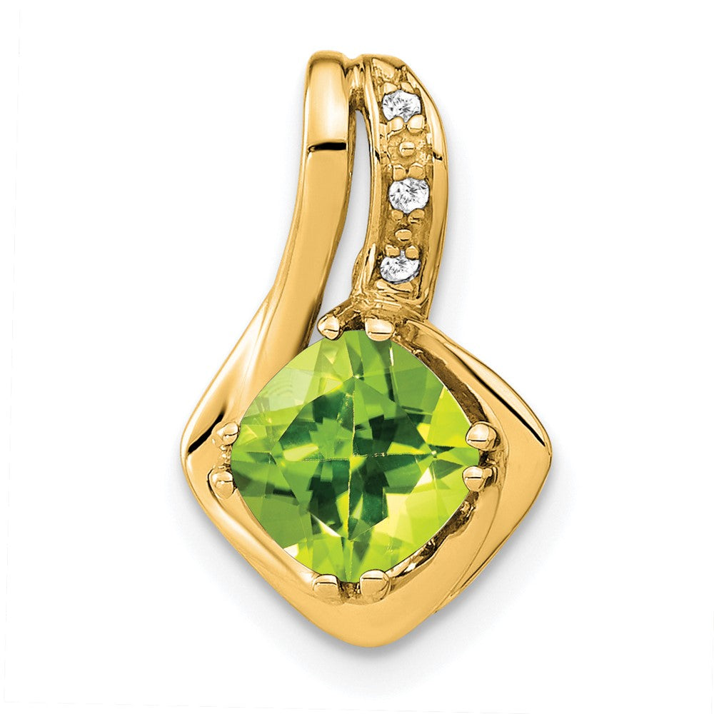 14k Peridot and Diamond Chain Slide Pendant