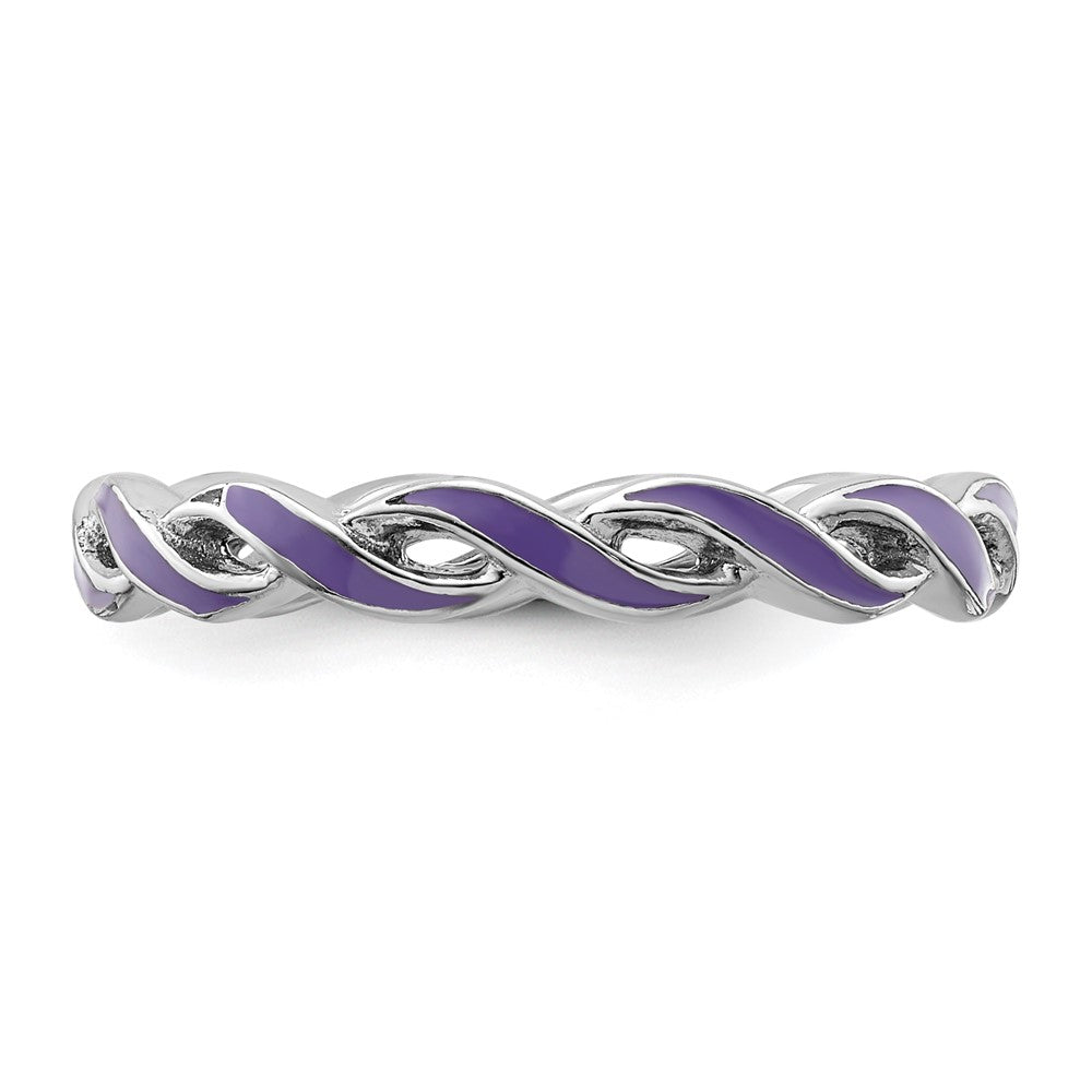 Sterling Silver Stackable Expressions Purple Enamel Ring Size -9