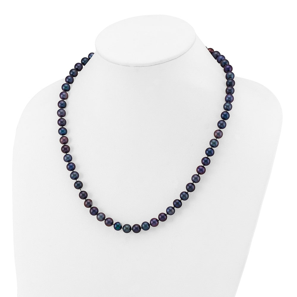 14k 7-8mm Black Near-Round Freshwater Cultured Pearl 20 inch Necklace