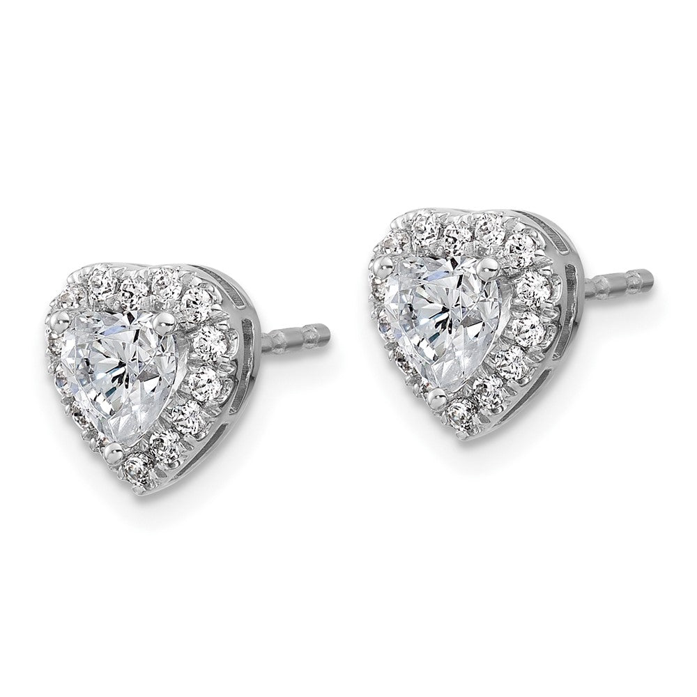 14K White Gold 1/4 Carat Lab Grown Diamond VS/SI+ G+ Half Center Semi-Mount Halo Heart Post Earrings