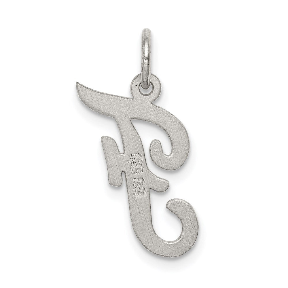 Sterling Silver Rhodium-plated Script Letter F Initial Charm
