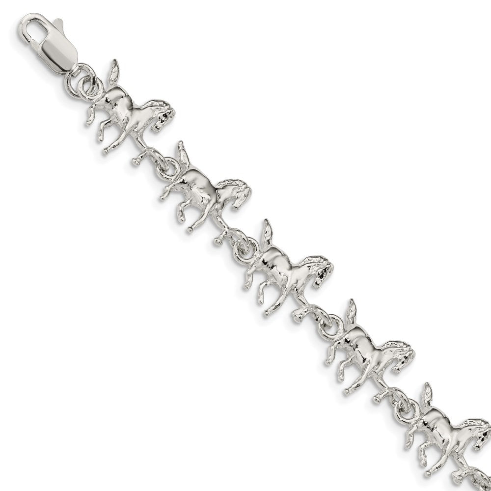 Sterling Silver Horses Bracelet 7 inches