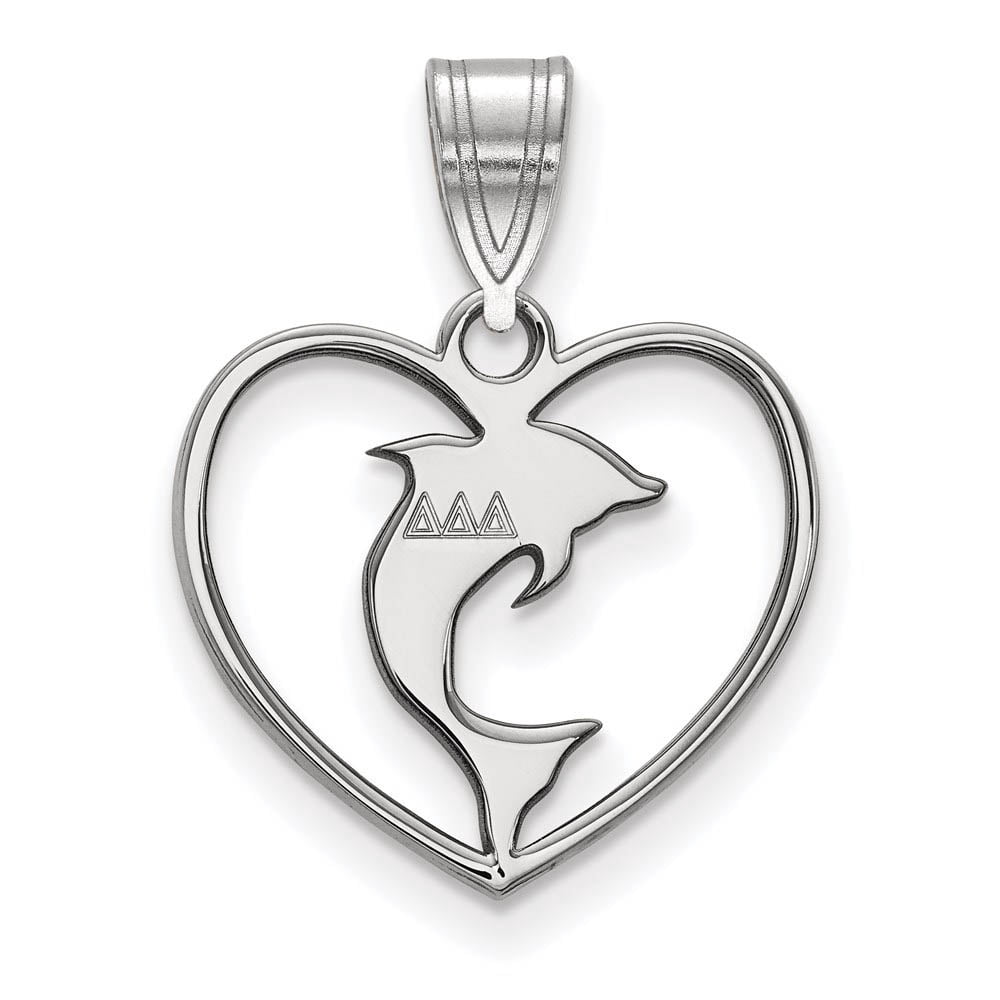 Sterling Silver Official Licensed Greek Sororities Delta Delta Delta (???) Heart Pendant
