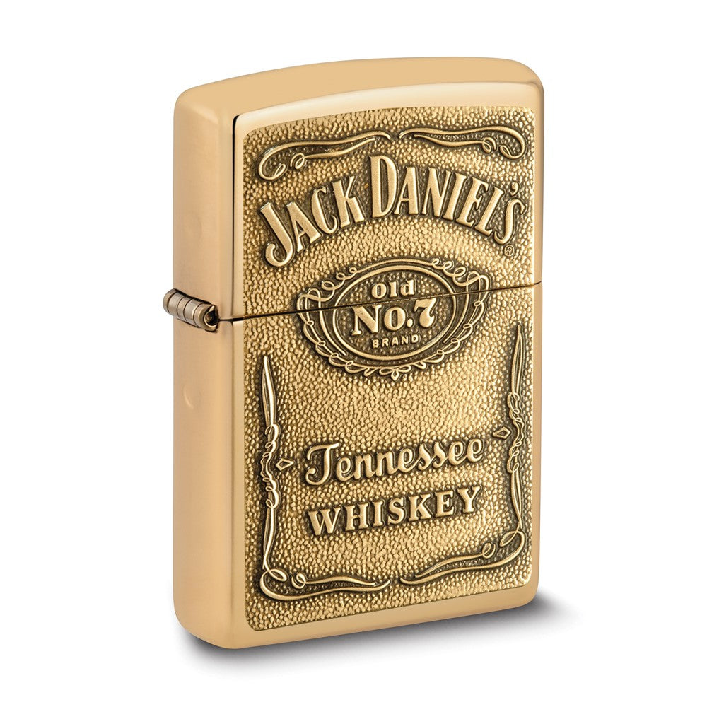 Zippo Jack Daniels Label Emblem High Polish Brass Lighter
