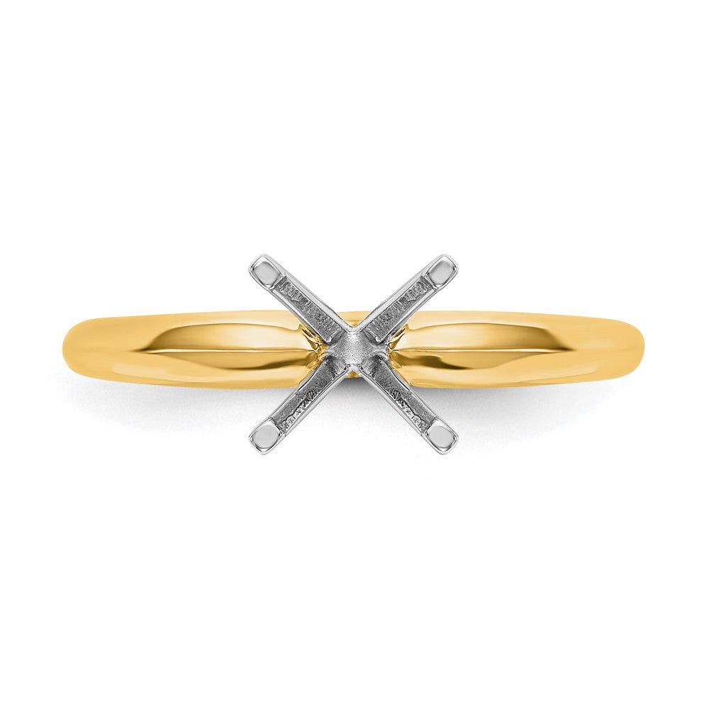 14k Two-Tone 3/4 carat Lightweight Knife Edge/Half-Round 4-Prong Round Solitaire Ring Mounting