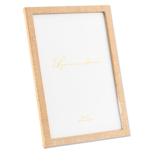 Lawrence Frames 5"W x 7"H Gold Metal Picture Frame with Linen Pattern (712357)