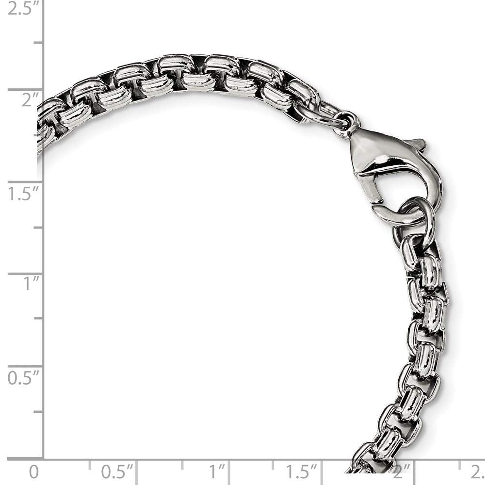 Stainless Steel Polished Fancy Box 8.5in Bracelet 8.25 inches