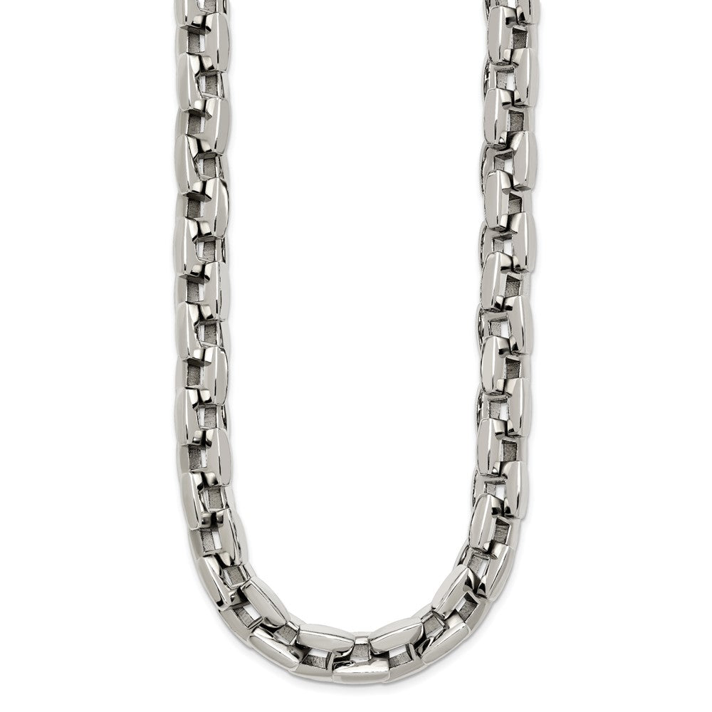 Stainless Steel Polished 20in Square Link Necklace