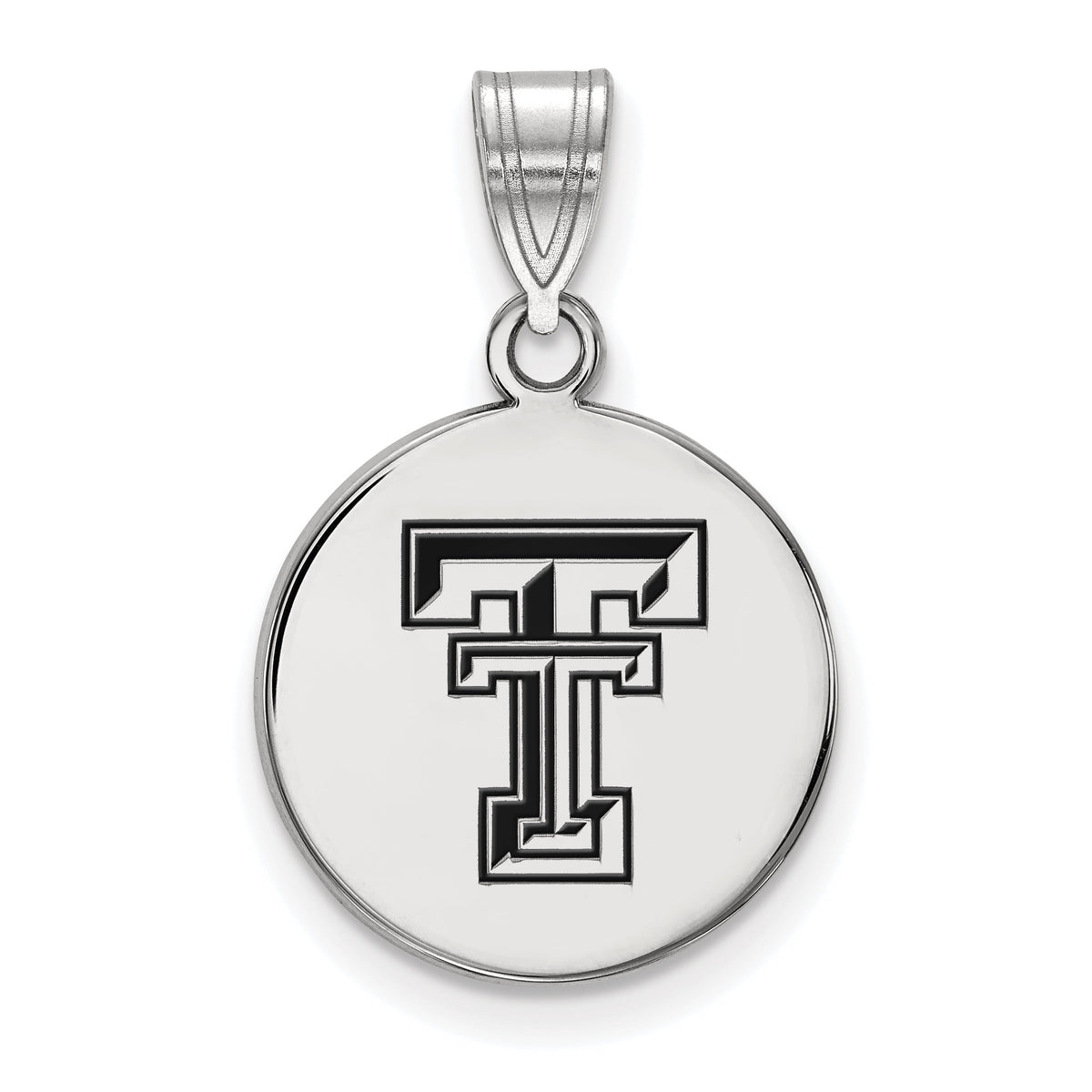 Sterling Silver LogoArt Official Licensed Collegiate Texas Tech University (TTU) Medium Enamel Disc Pendant