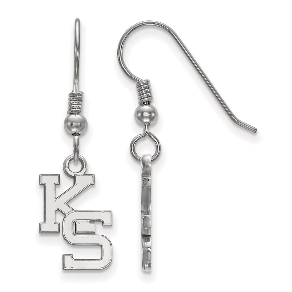 Sterling Silver Rhodium-plated LogoArt Kansas State University K-S Small Dangle Wire Earrings QSS049KSU