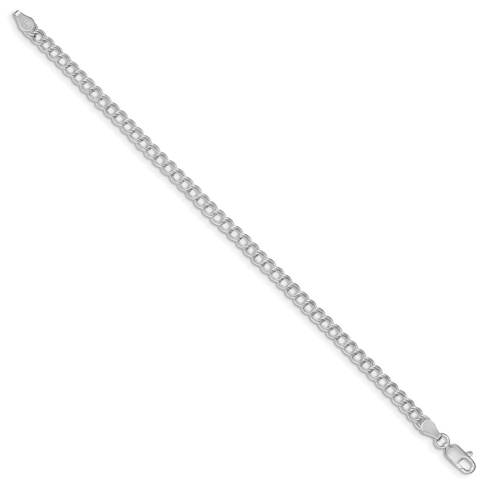 Sterling Silver 4.25mm Double Link Charm Bracelet 7 inches