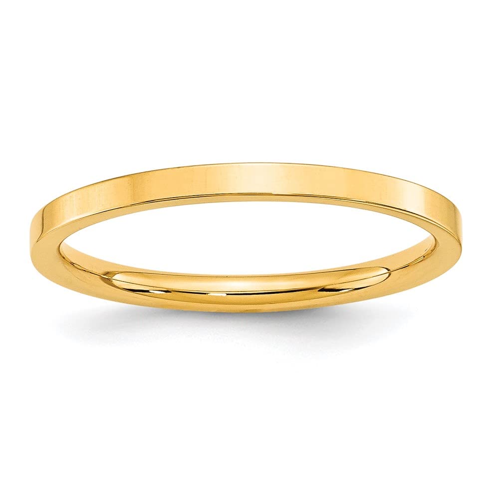 Primal Gold 10 Karat Yellow Gold 2mm Standard Flat Comfort Fit Band Size 5