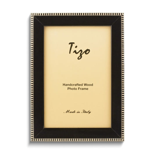 Black with Black and White Border 4x6 Handcrafted Wood Photo Frame
