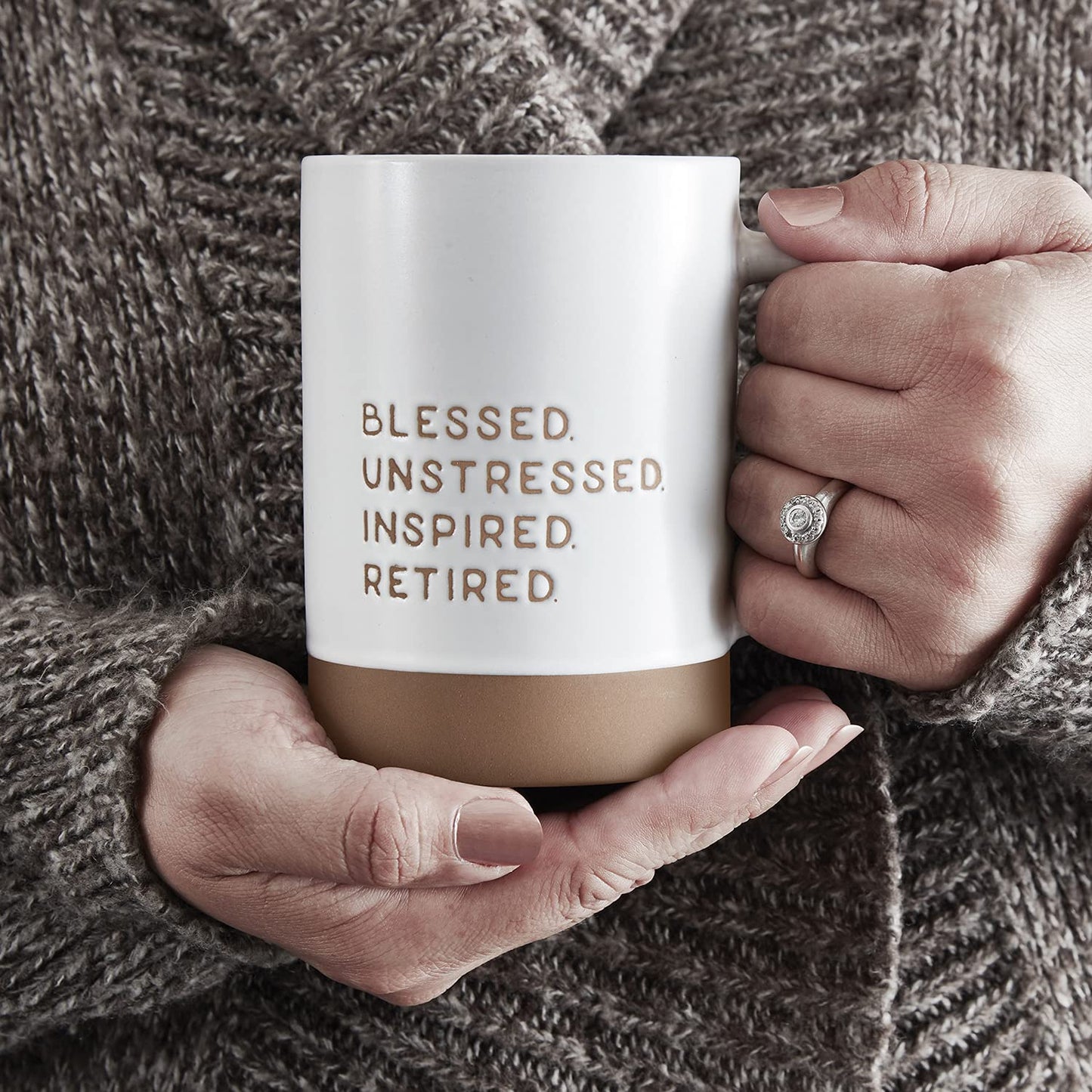 Creative Brands J6184 17 oz Inspired, Retired Ceramic Mug - Signature - Blessed, Unstressed