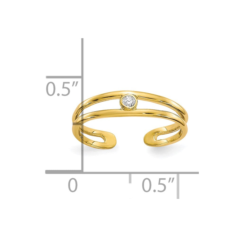 10k CZ Toe Ring Size 3
