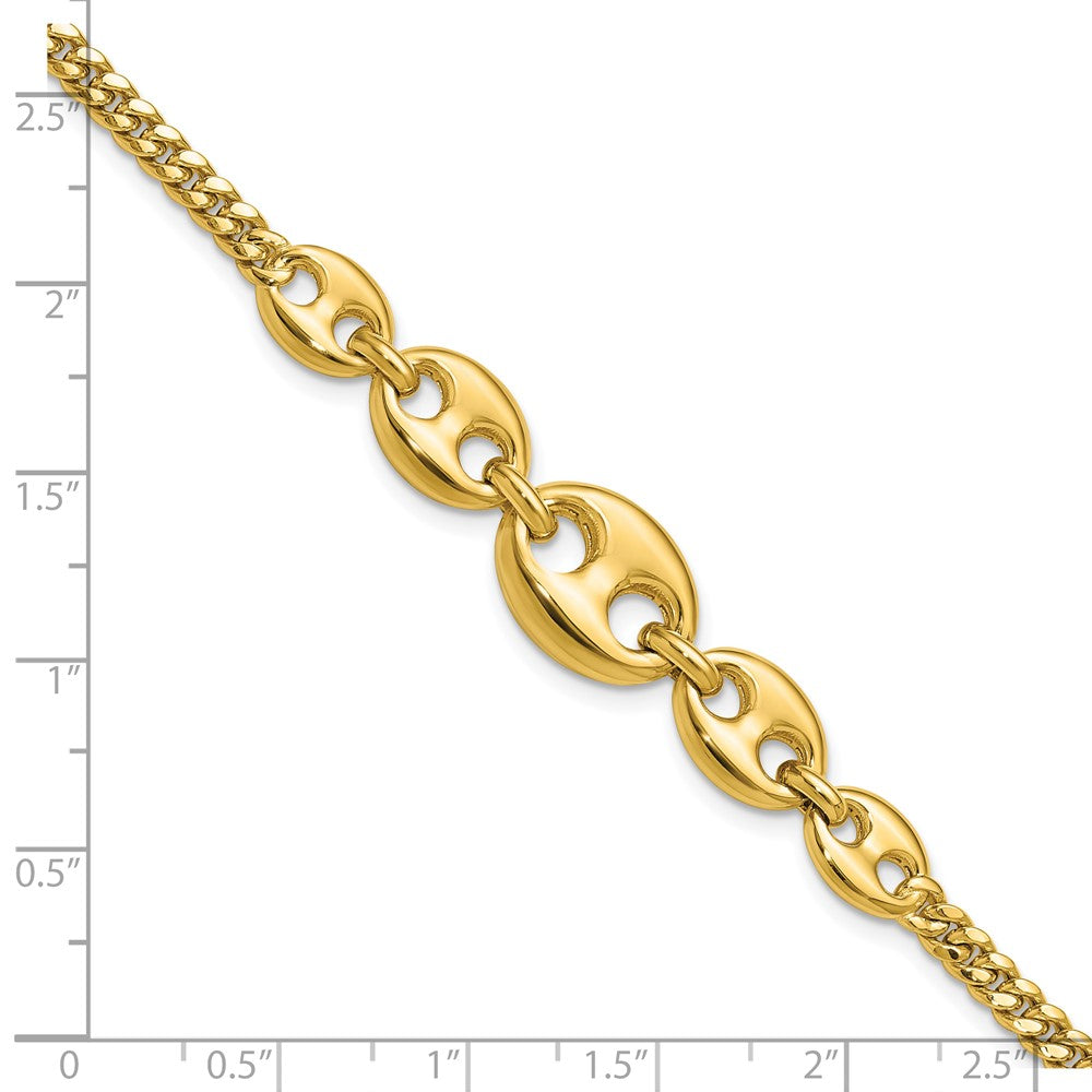 14K Polished Fancy Curb Link Bracelet 7.5  inches