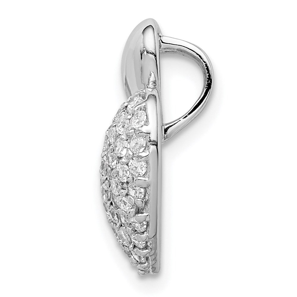 Sterling Silver Rhodium-plated CZ Double Heart Slide