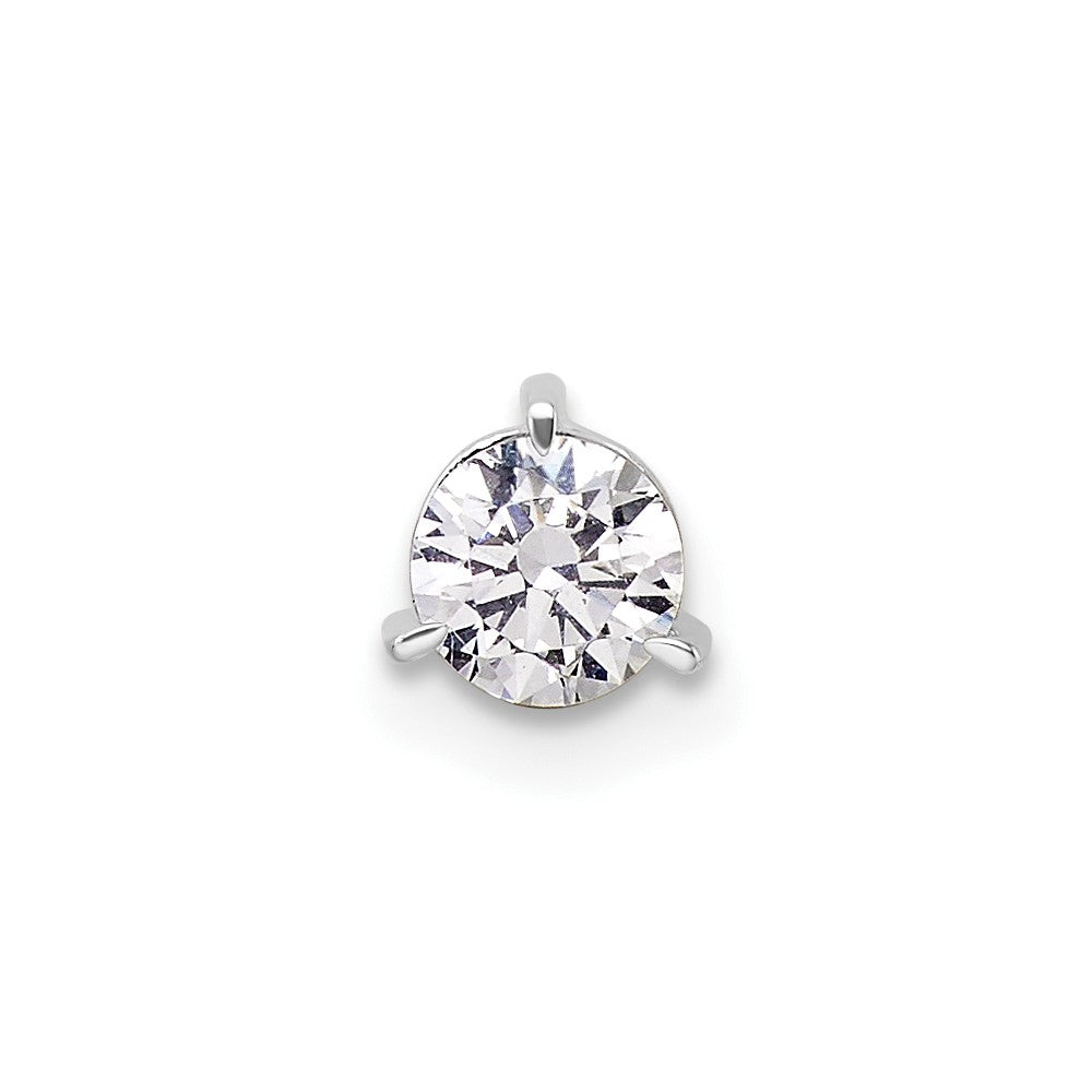 14k White Gold 3/8 carat Lab Grown Diamond VS/SI+ G+ Round Complete Three Prong Chain Slide Pendant
