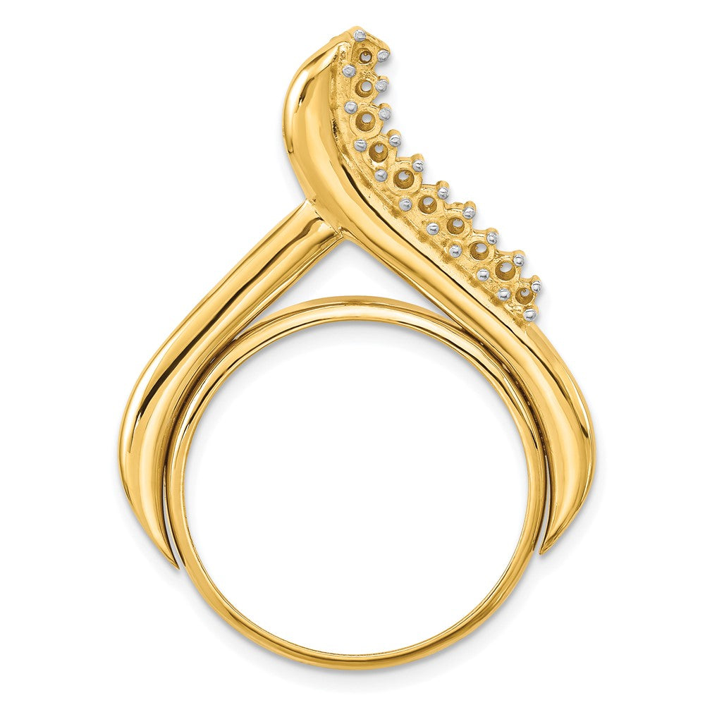 Wideband Distinguished Coin Jewelry 14k Polished Diamond Teardrop 21.6mm Prong Coin Bezel Chain Slide Pendant Mounting