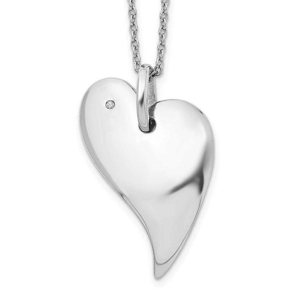 White Ice Sterling Silver Rhodium-plated 18 Inch Diamond Heart Necklace with 2 Inch Extender 18 Inches