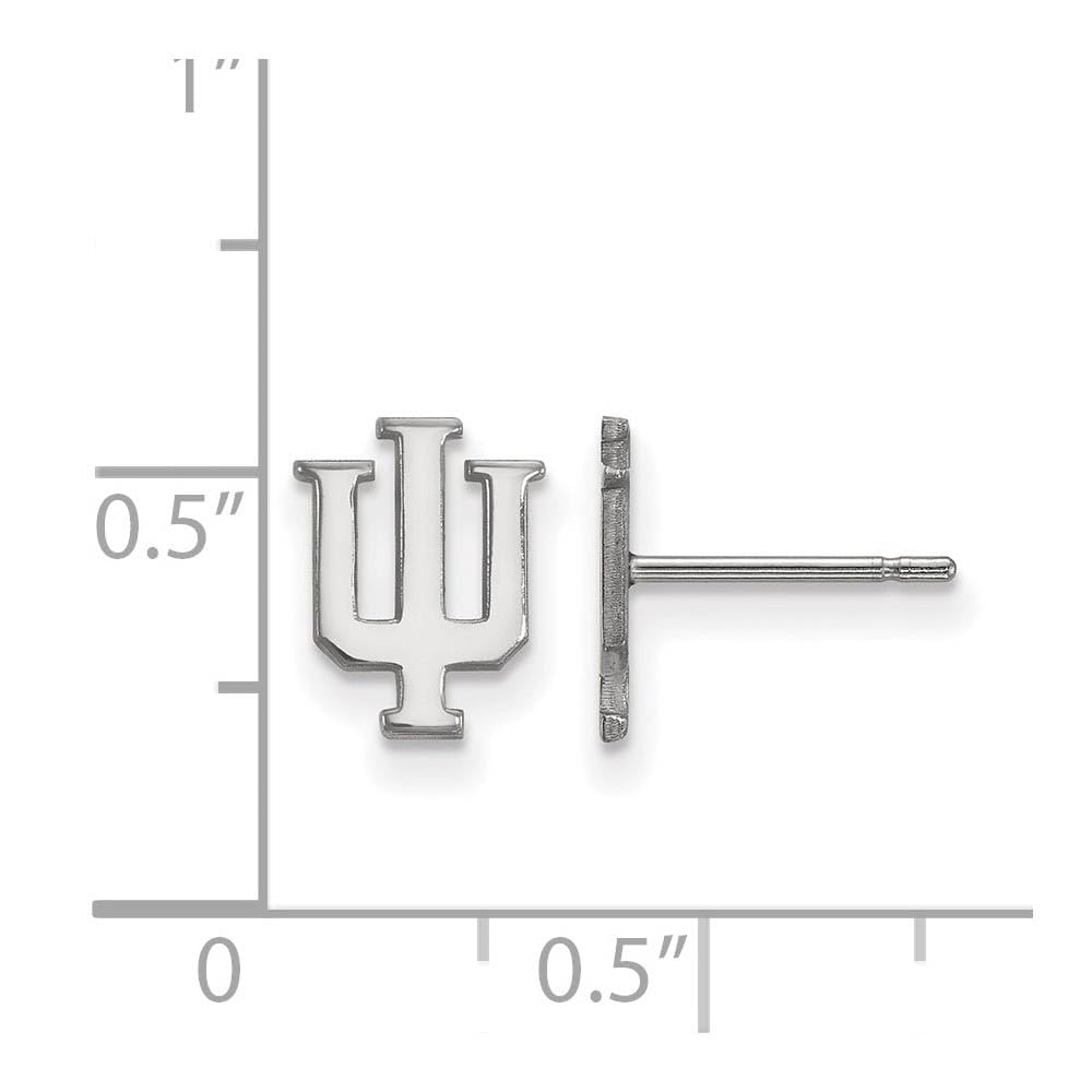 Sterling Silver Rhodium-plated LogoArt Indiana University I-U Extra Small Post Earrings Q-SS008IU