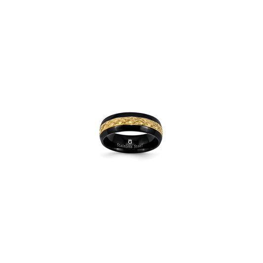 Stainless Steel Yellow Plated Center Gents Band