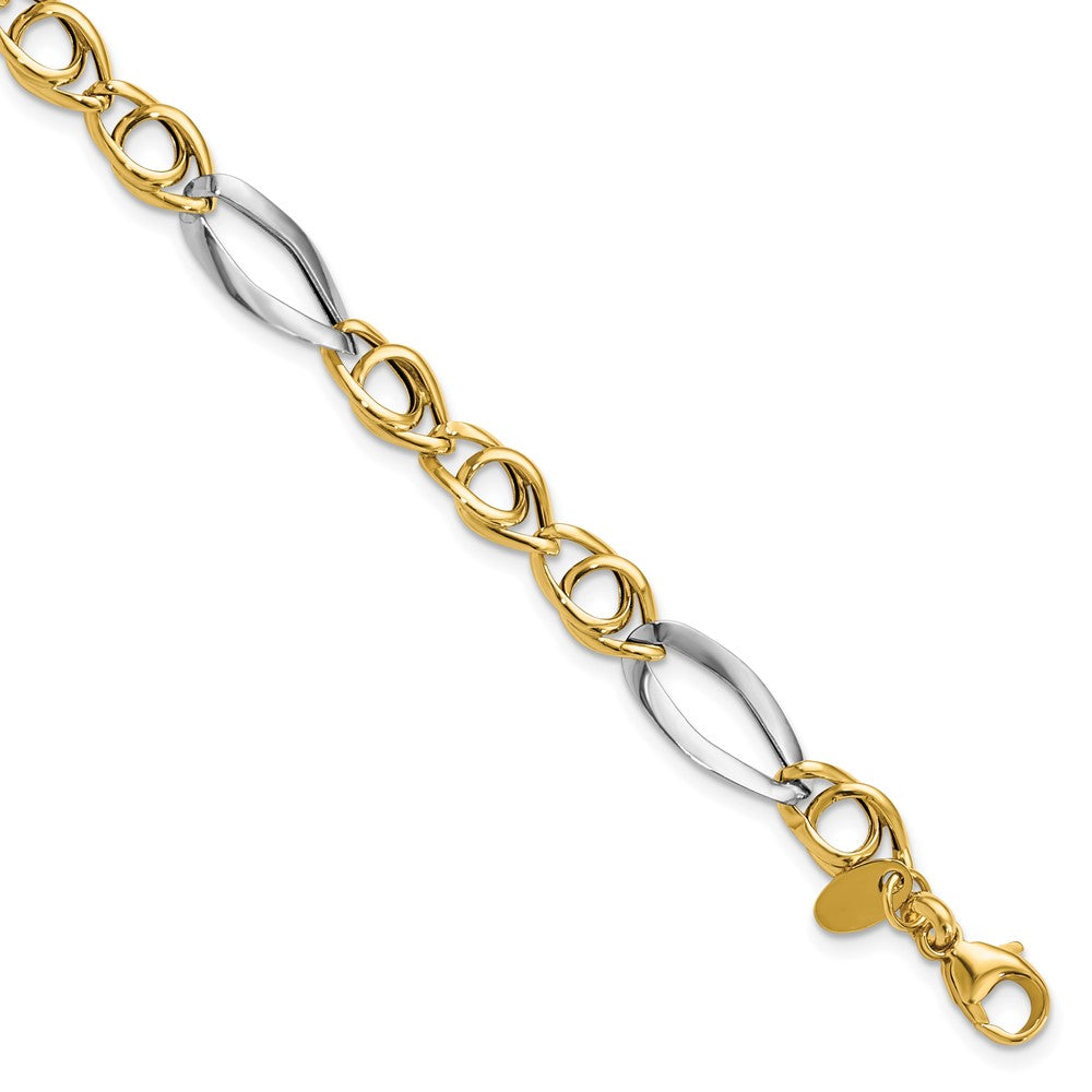 14k Rhodium Fancy Link Bracelet 7.75  inches