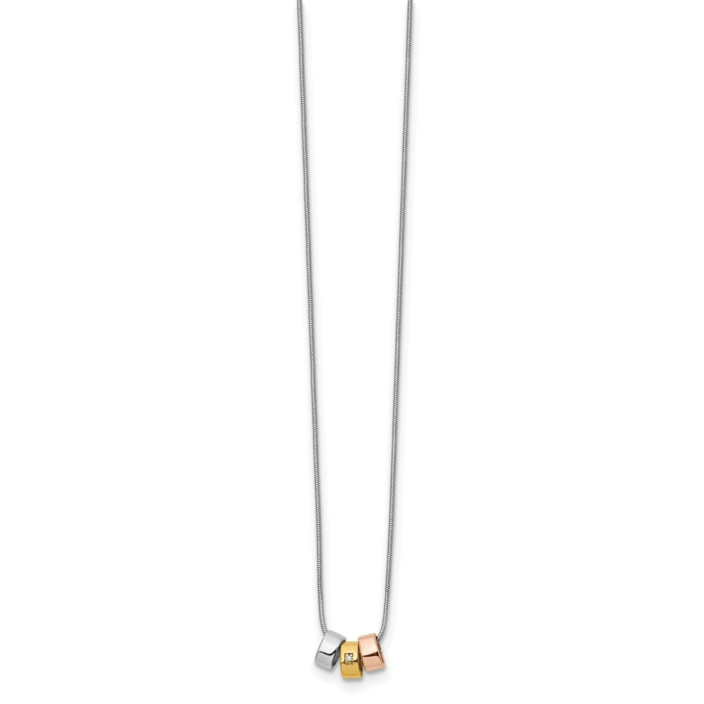 White Ice Sterling Silver Rhodium-plated Rose and Gold-tone 18 Inch Diamond Necklace with 2 Inch Extender 18 Inches