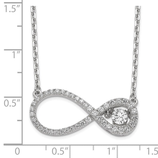 Sterling Silver Polished Vibrant CZ Infinity Necklace 16 Inches