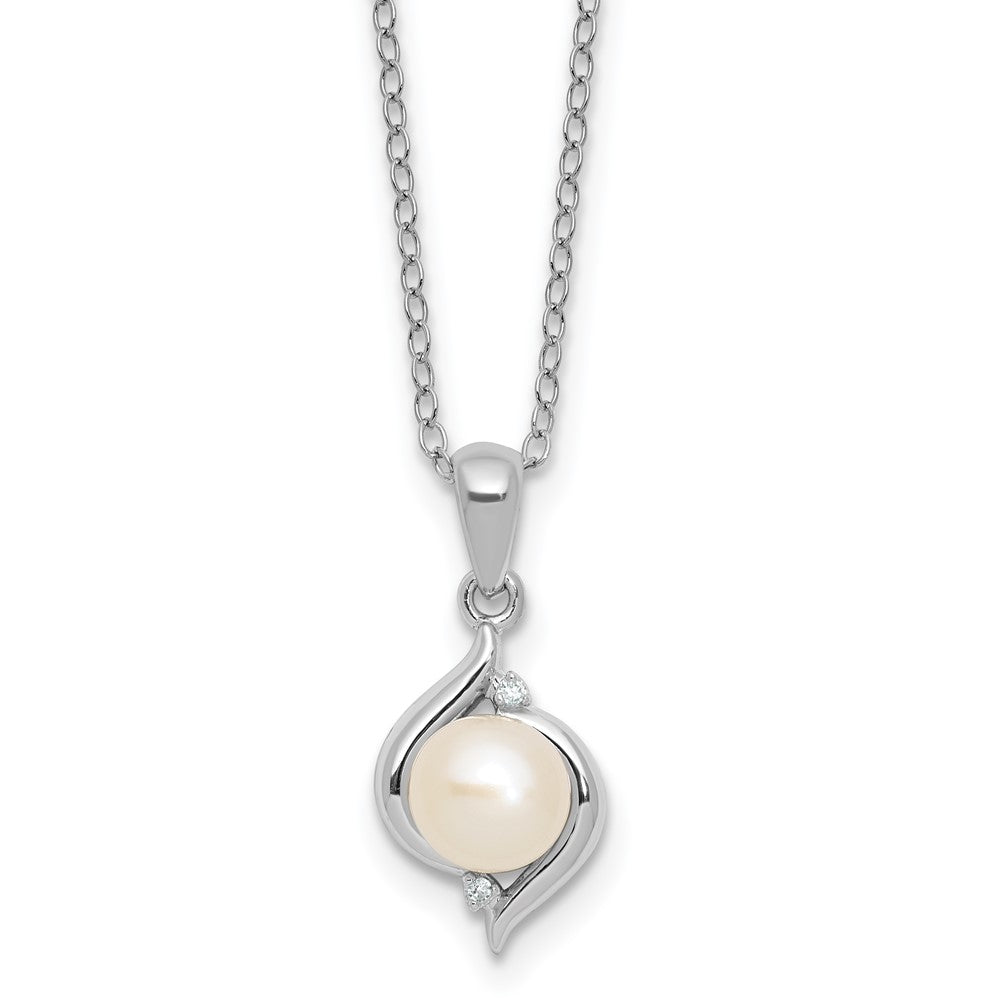 SS Pearl & Diamond Pend w/ Chain