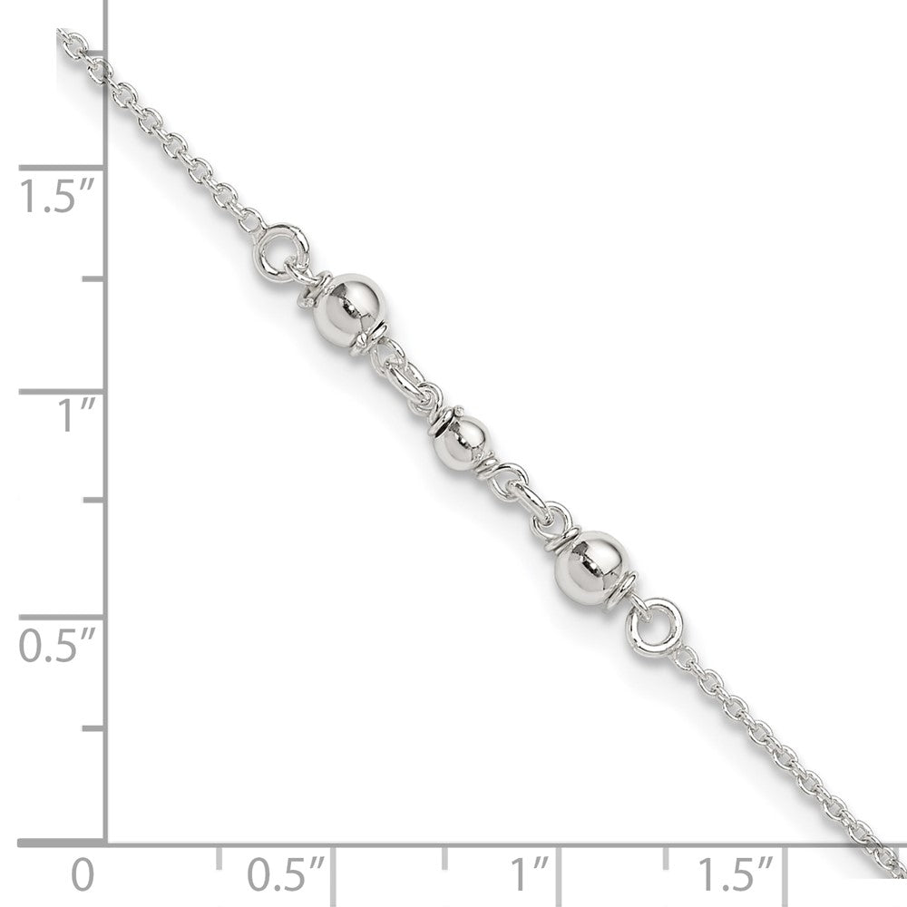 Sterling Silver Polished w/1in. Ext. Fancy Anklet 9 inches