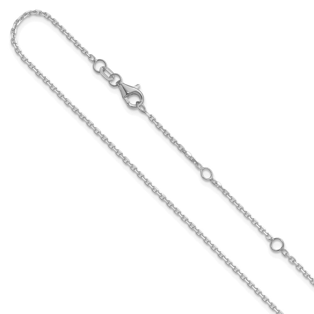 14k White Gold 1.5mm D/C Square Cable 2in+2in Adjustable Chain